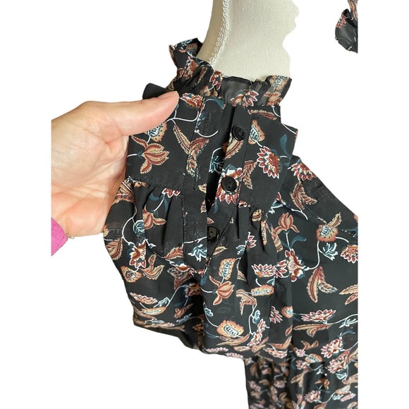 NWT Lucca Womens Long Sleeve Flare Shift Dress Floral Print Size XS-L Black - Picture 7 of 11
